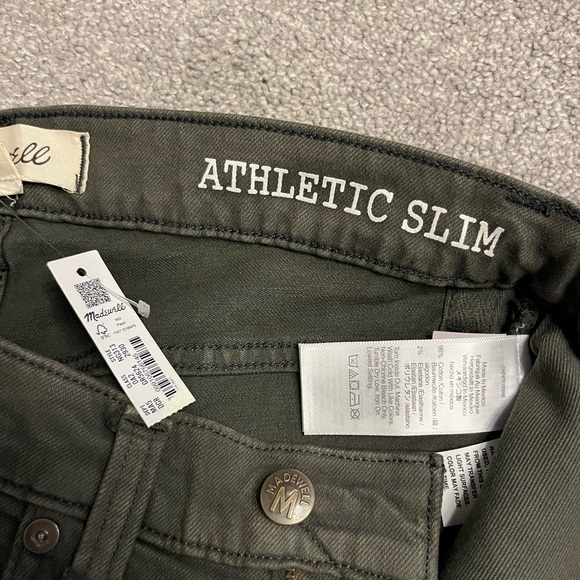 NWT Madewell Garment-Dyed Athletic Slim Jeans, 29x30, Deep Green - Picture 3 of 6